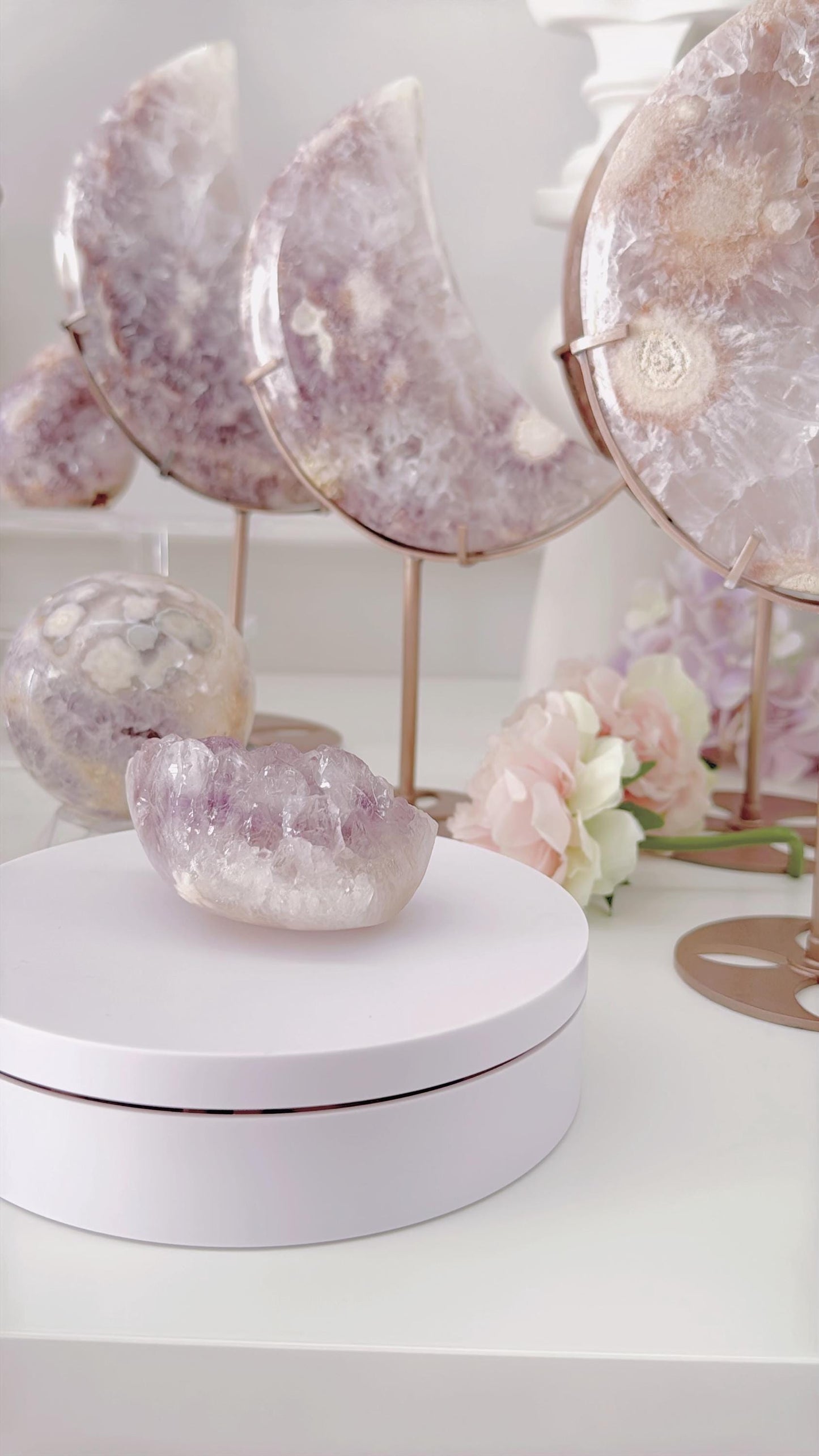 Druzy Pink Purple Flower Agate Freeform