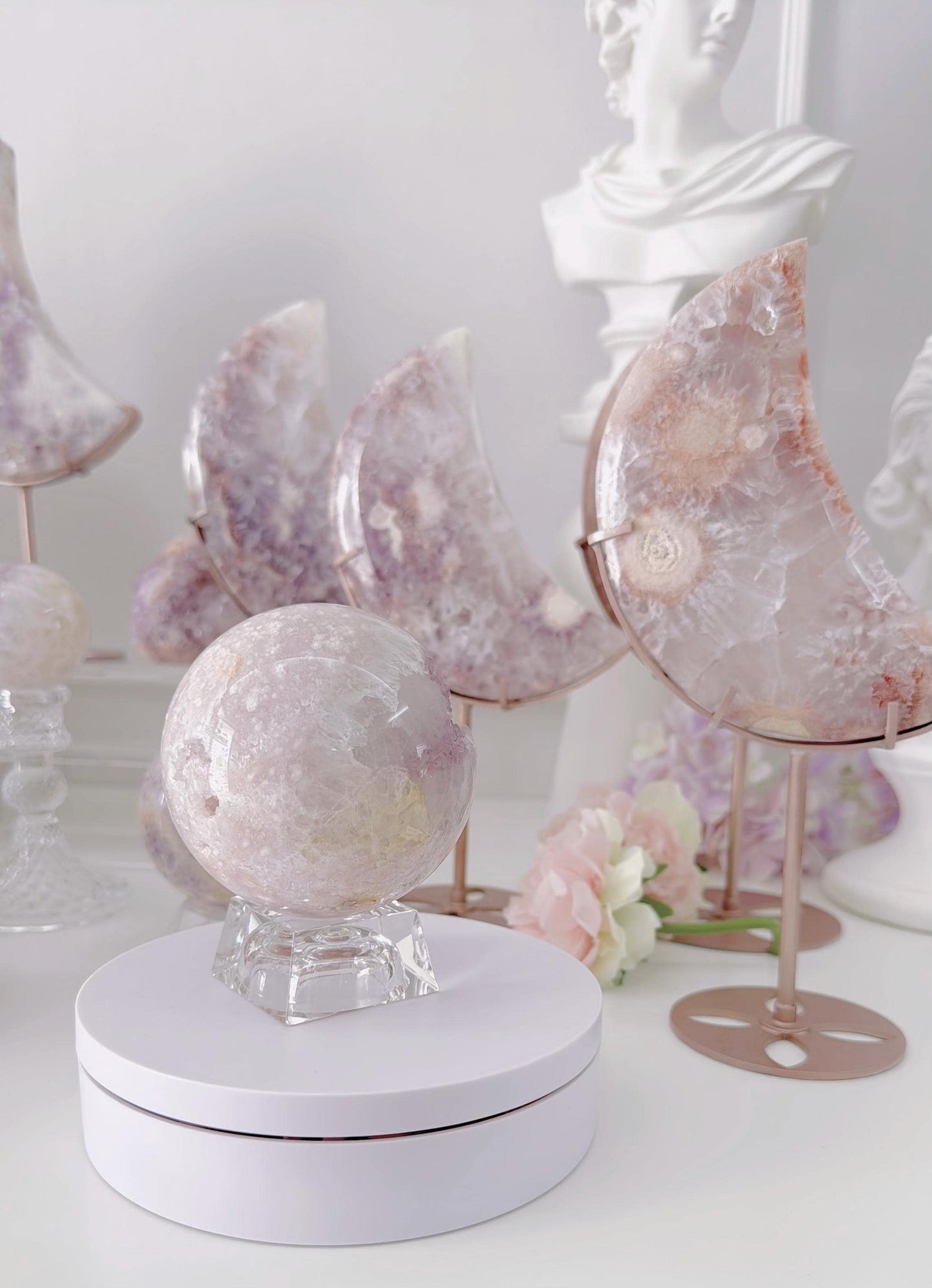 Druzy Pink Purple Flower Agate Sphere