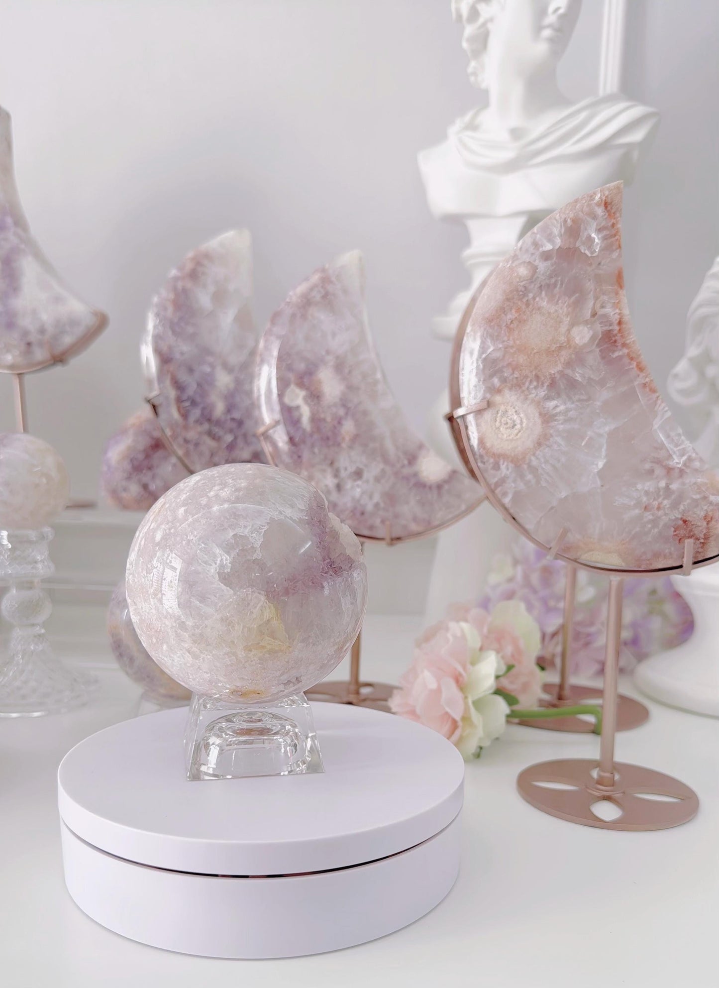 Druzy Pink Purple Flower Agate Sphere