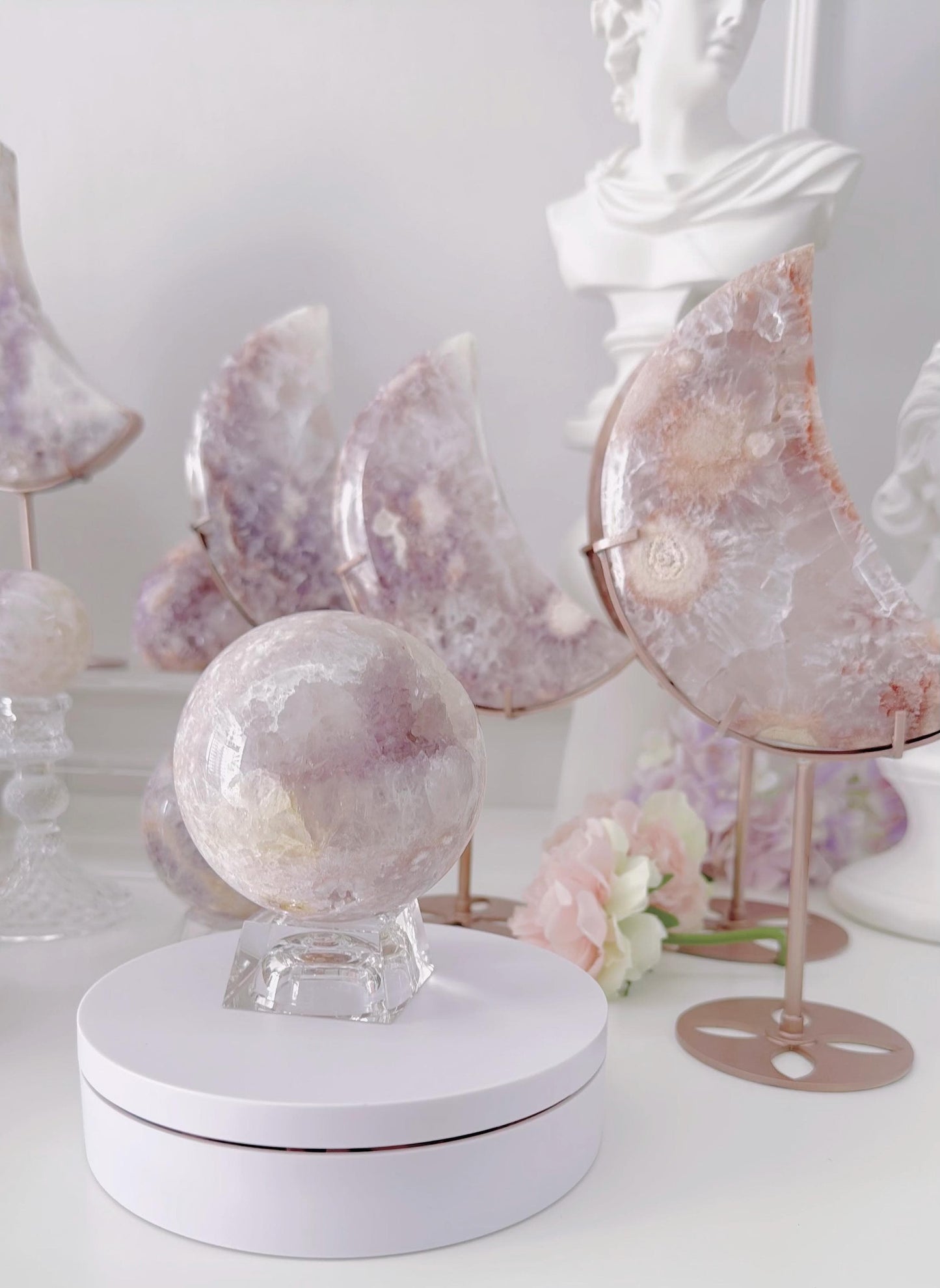 Druzy Pink Purple Flower Agate Sphere