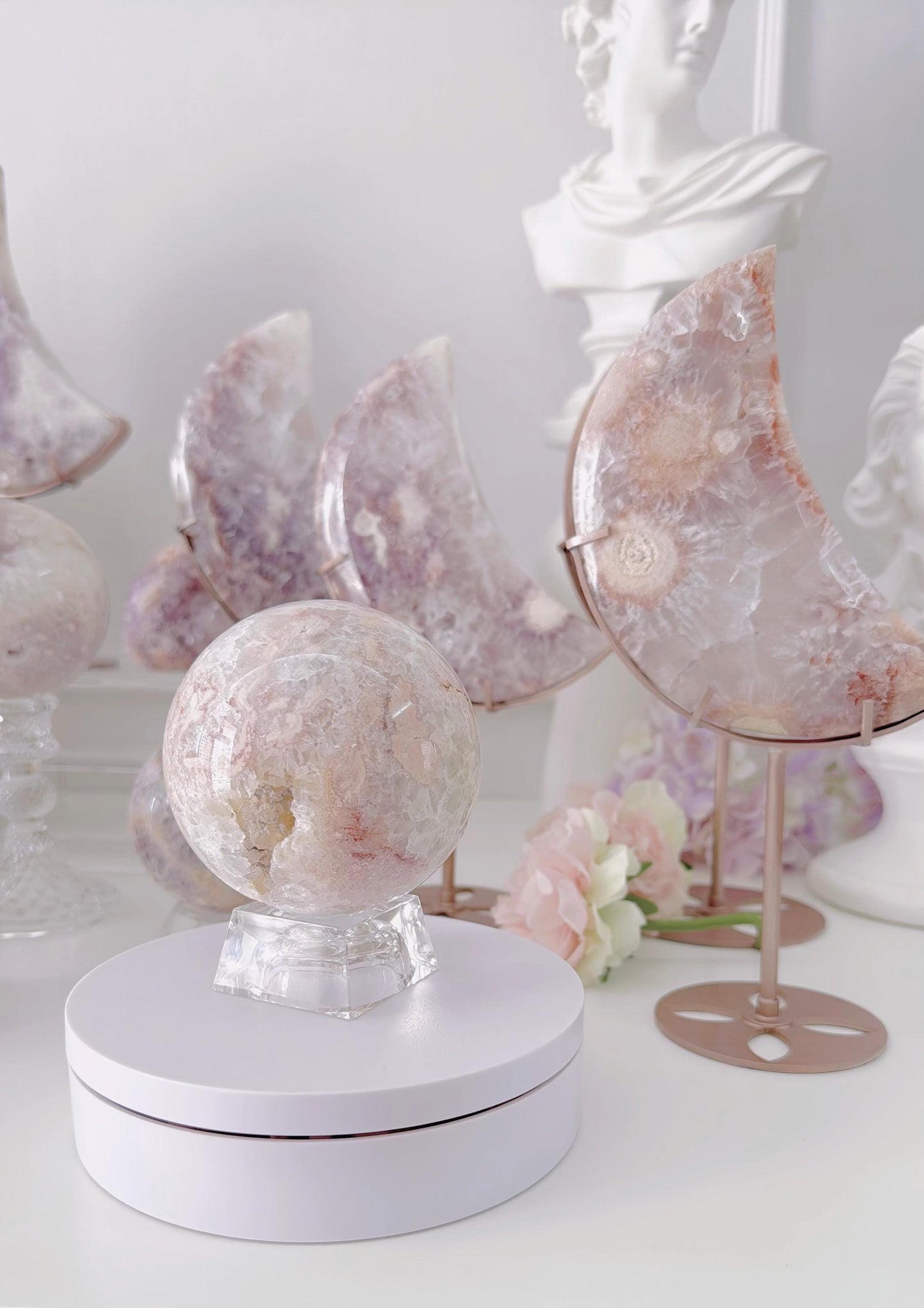 Druzy Pink Purple Flower Agate Sphere