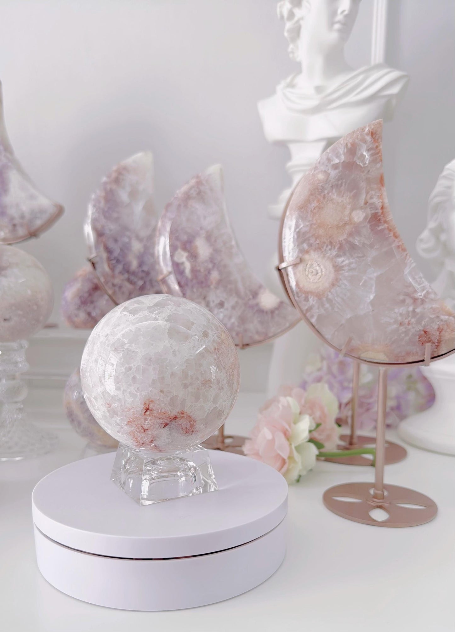 Druzy Pink Purple Flower Agate Sphere