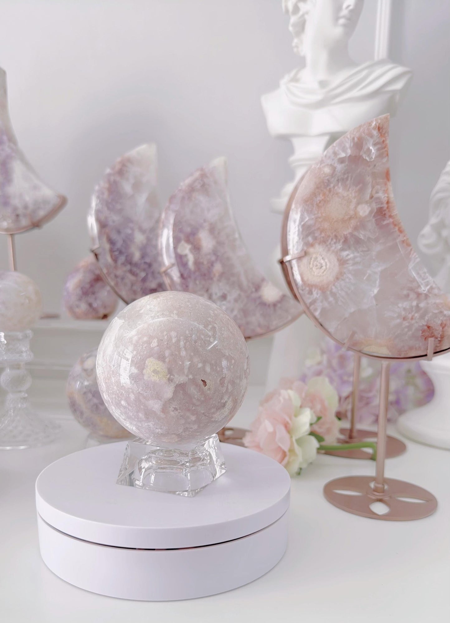 Druzy Pink Purple Flower Agate Sphere
