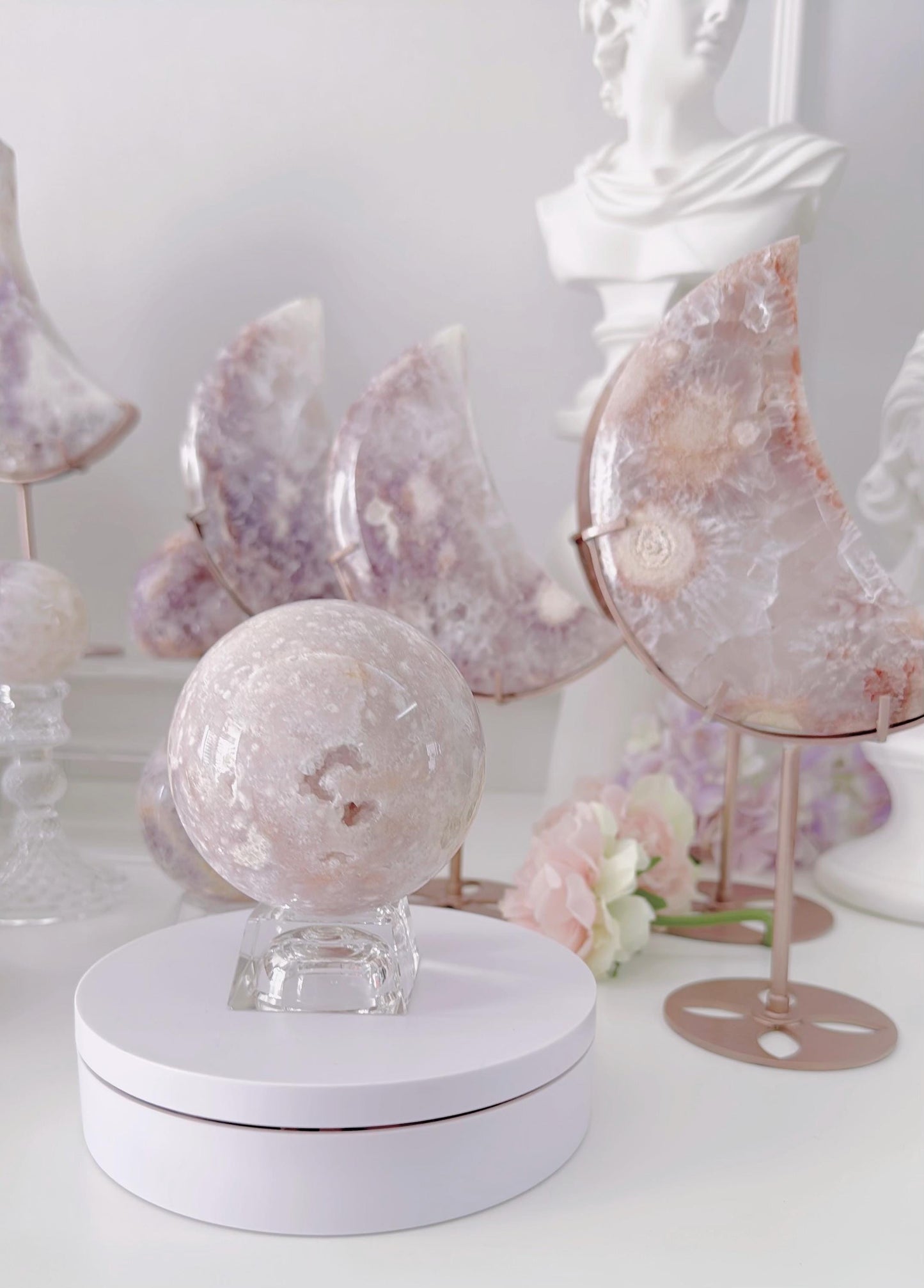 Druzy Pink Purple Flower Agate Sphere