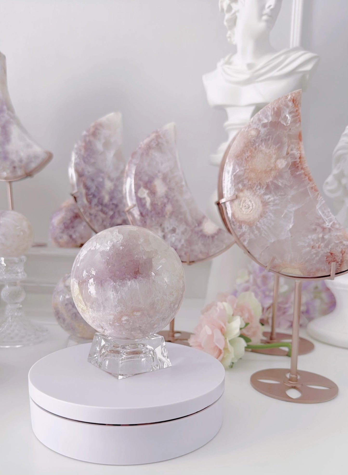 Druzy Pink Purple Flower Agate Sphere