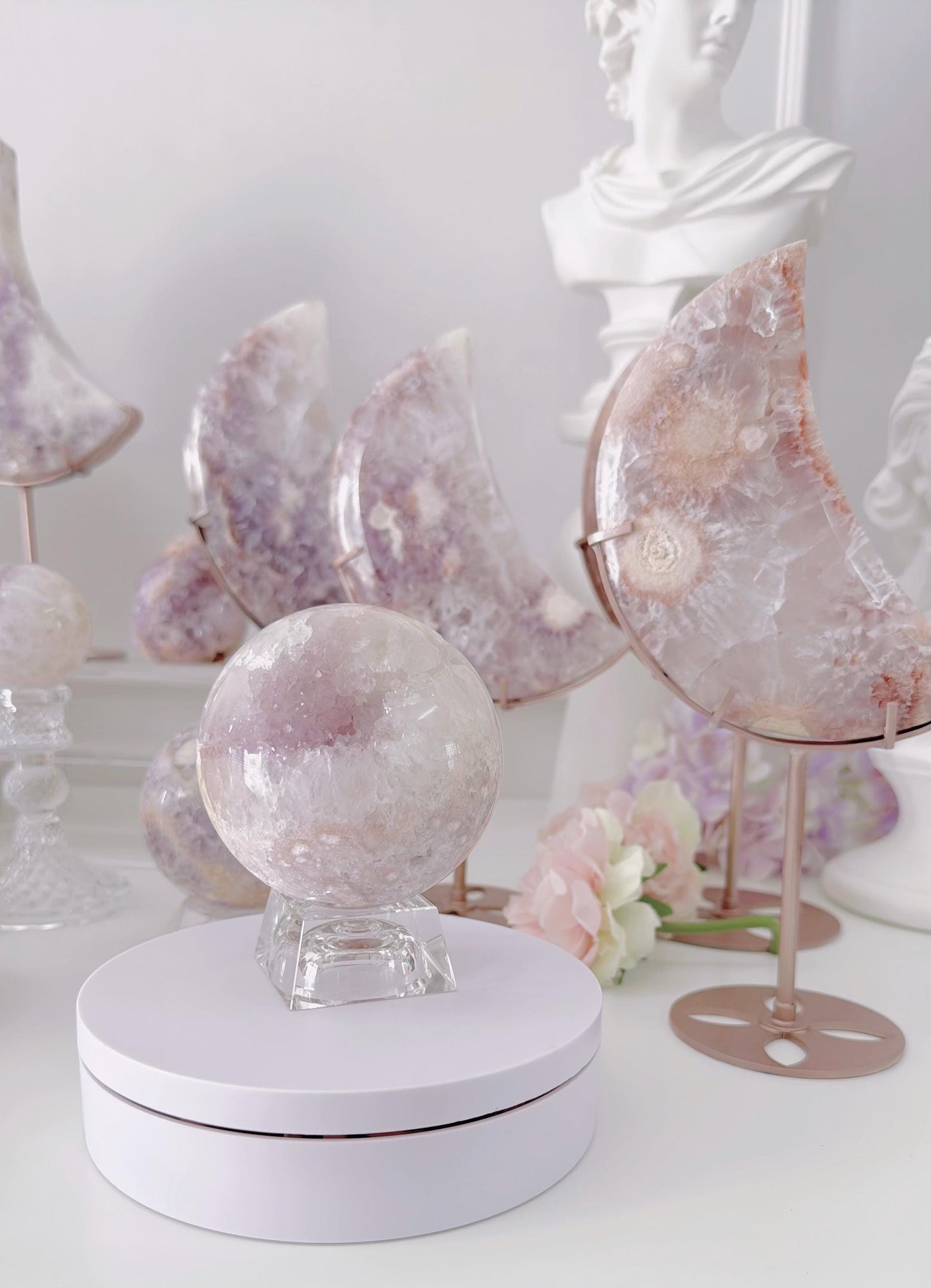 Druzy Pink Purple Flower Agate Sphere