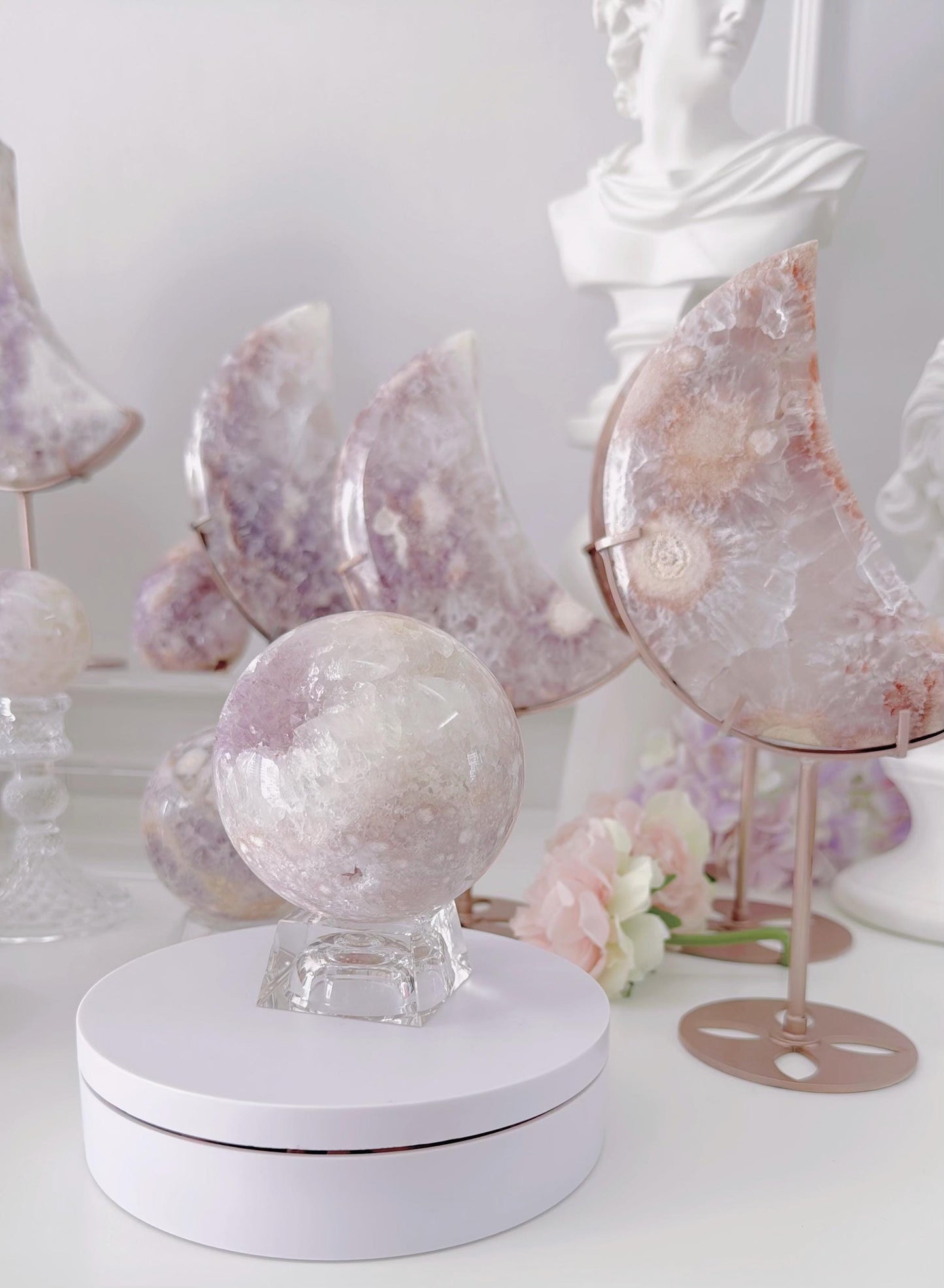 Druzy Pink Purple Flower Agate Sphere