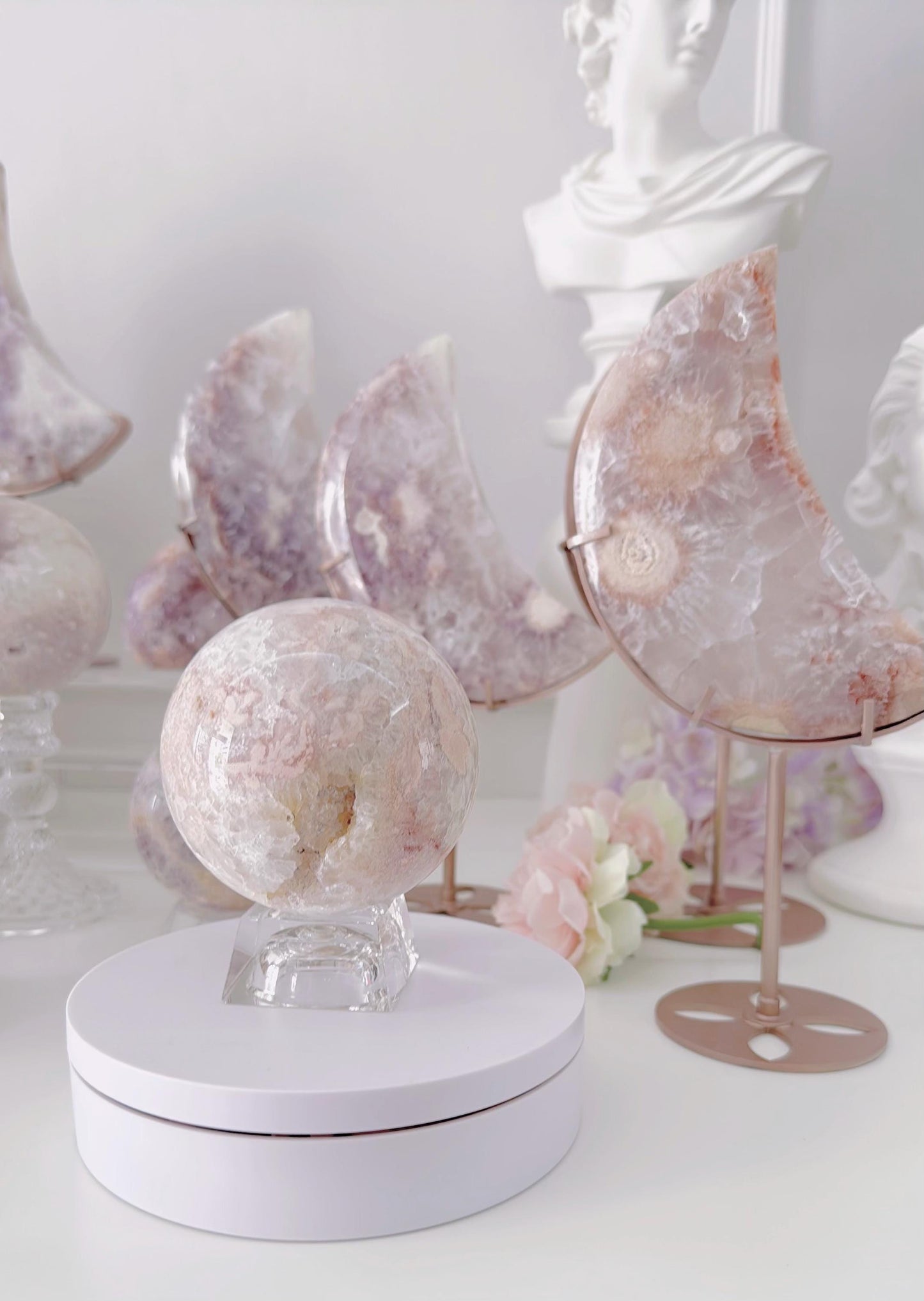 Druzy Pink Purple Flower Agate Sphere