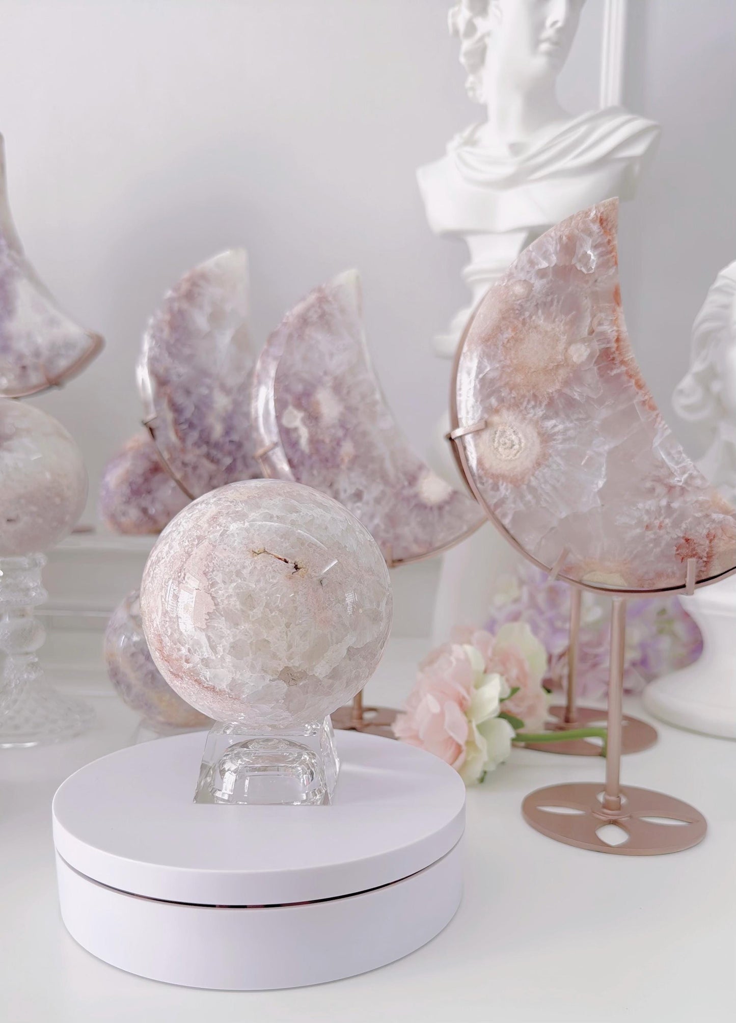 Druzy Pink Purple Flower Agate Sphere