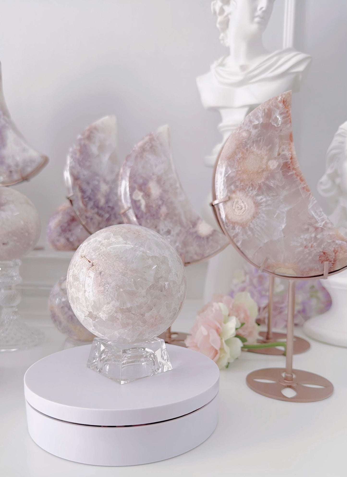 Druzy Pink Purple Flower Agate Sphere