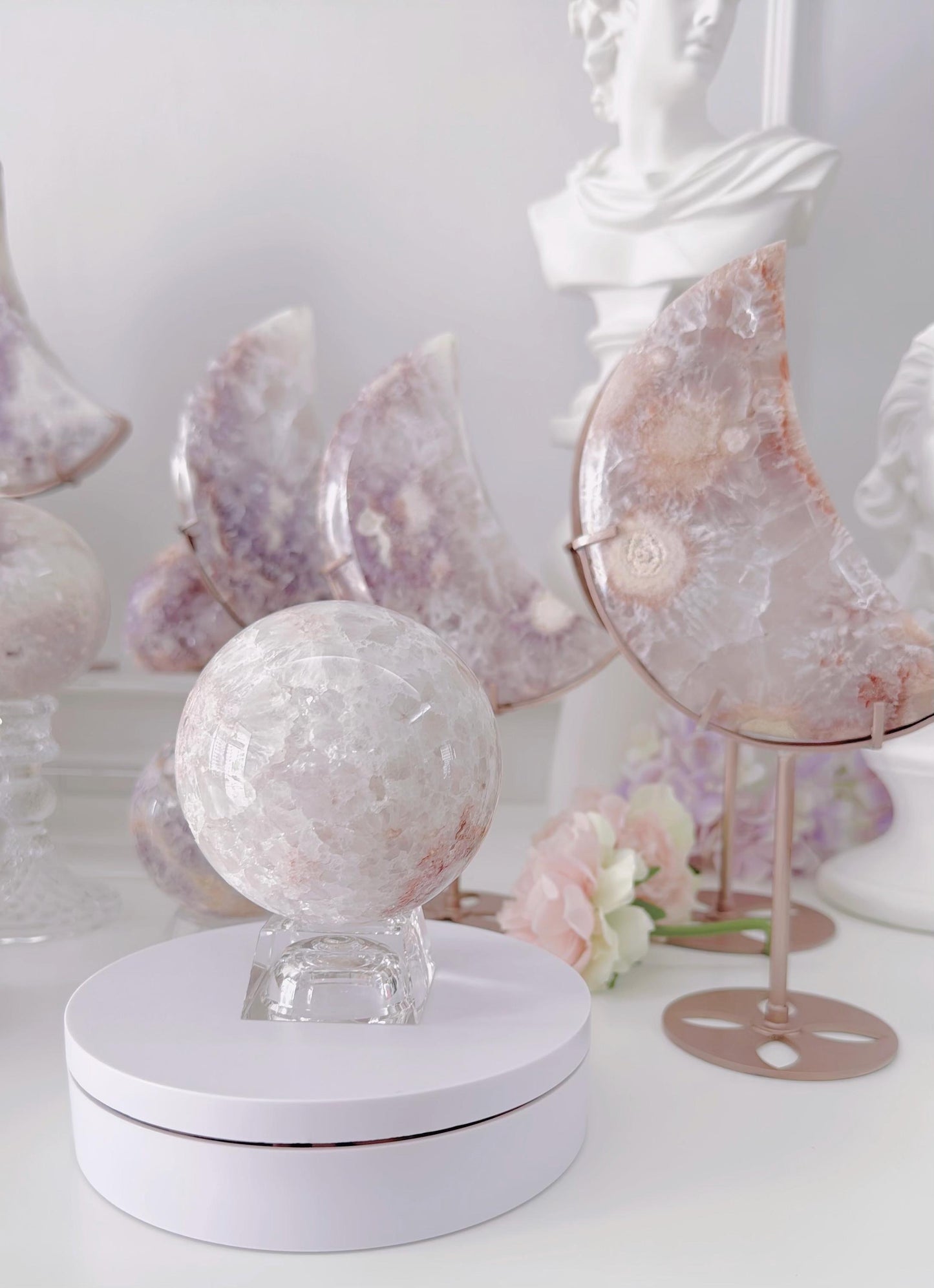 Druzy Pink Purple Flower Agate Sphere