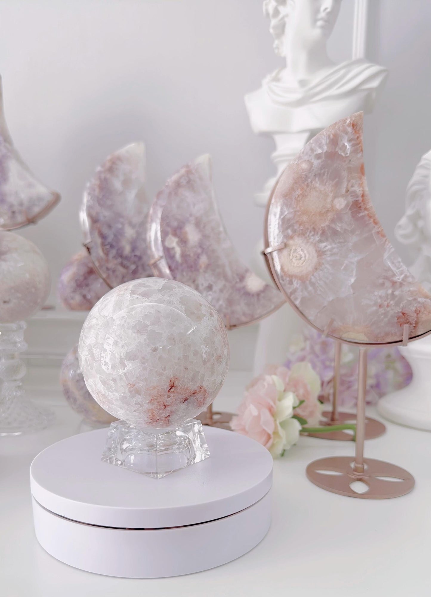 Druzy Pink Purple Flower Agate Sphere