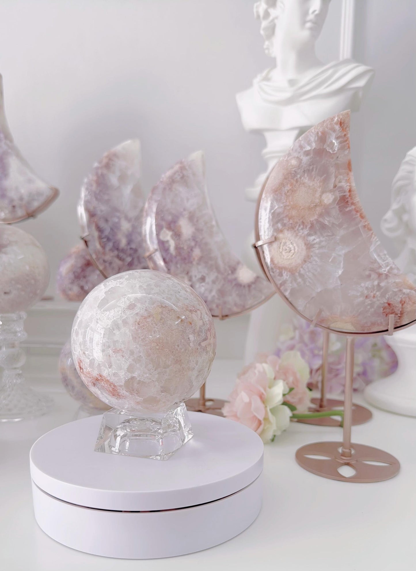 Druzy Pink Purple Flower Agate Sphere