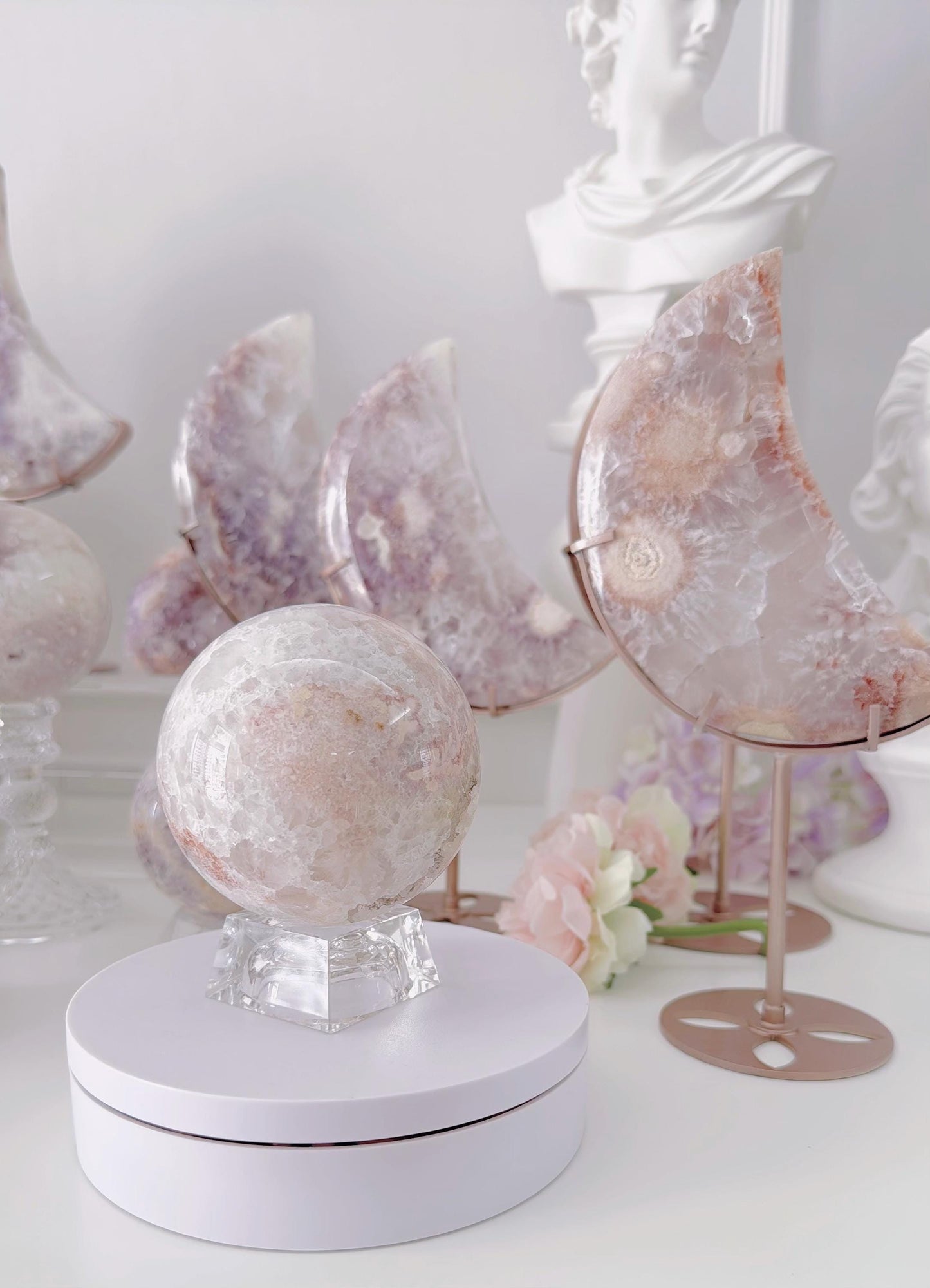 Druzy Pink Purple Flower Agate Sphere