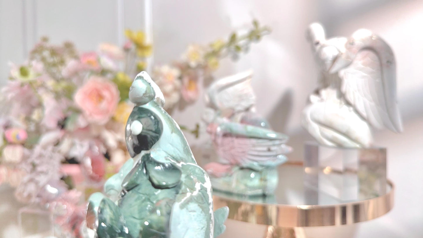 Unicorn and Ocean Jasper animal carvings