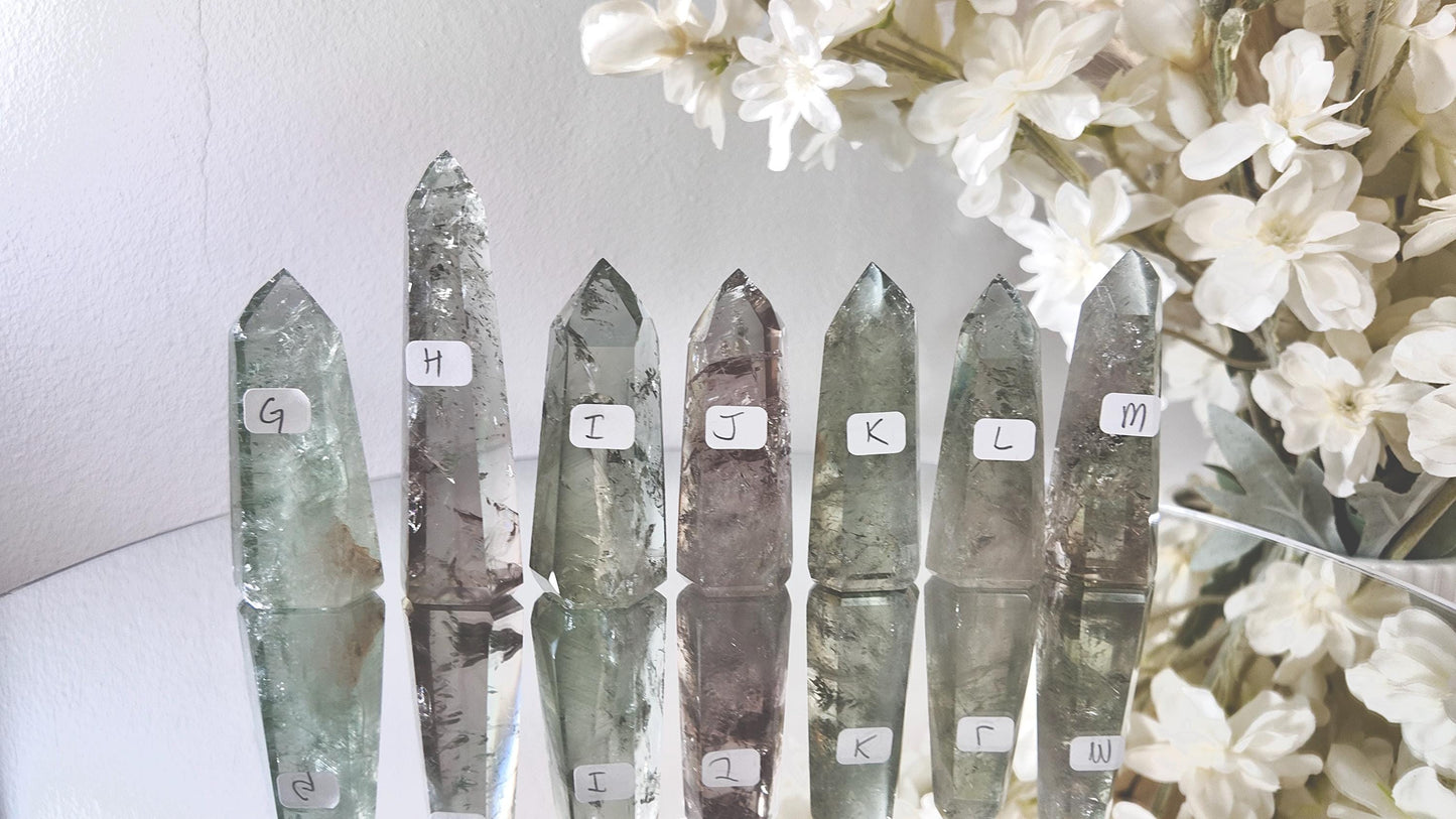Prasiolite Tower: Green Amethyst Crystal for Heart Chakra