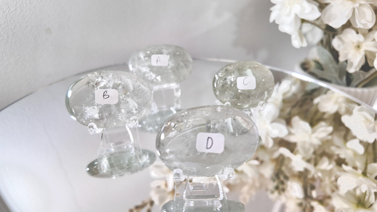 Prasiolite palm stones