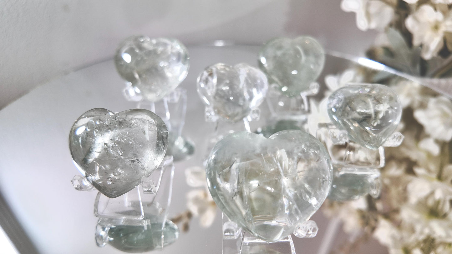 Prasiolite Heart: Green Amethyst Crystal for Heart Chakra
