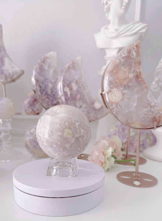 Druzy Pink Purple Flower Agate Sphere
