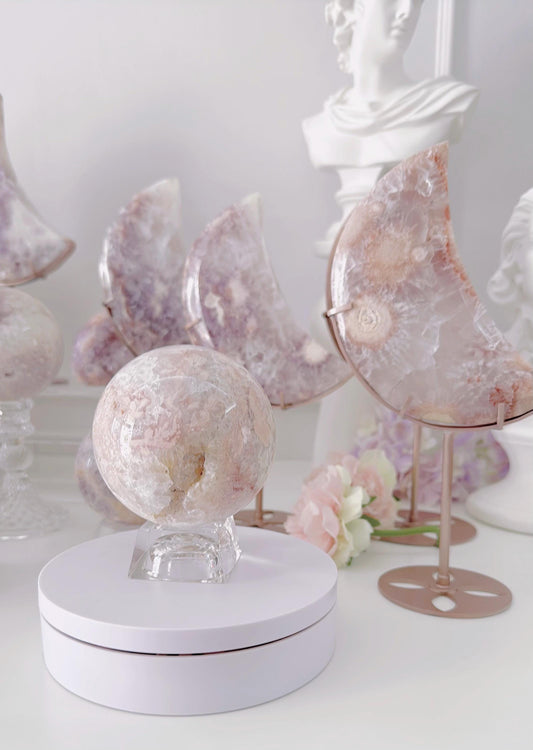 Druzy Pink Purple Flower Agate Sphere